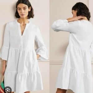 Boden Elegant White Long Sleeve Dress